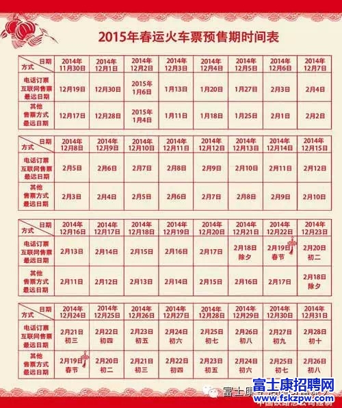 2015元旦除夕春節(jié)購(gòu)票攻略，火車(chē)票預(yù)售期延長(zhǎng)60天